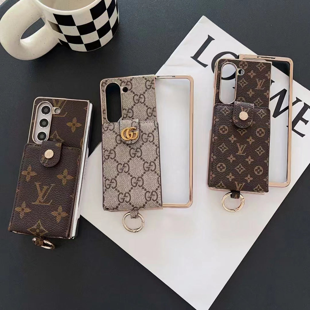 Louis Vuitton Monogram Samsung Galaxy Z Fold 7 Wallet Crossbody Chain Case | Luxury Designer Cover