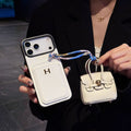 Hermes iPhone 17 Pro Max Case with AirPods Cover – Luxury Leather Designer Set White