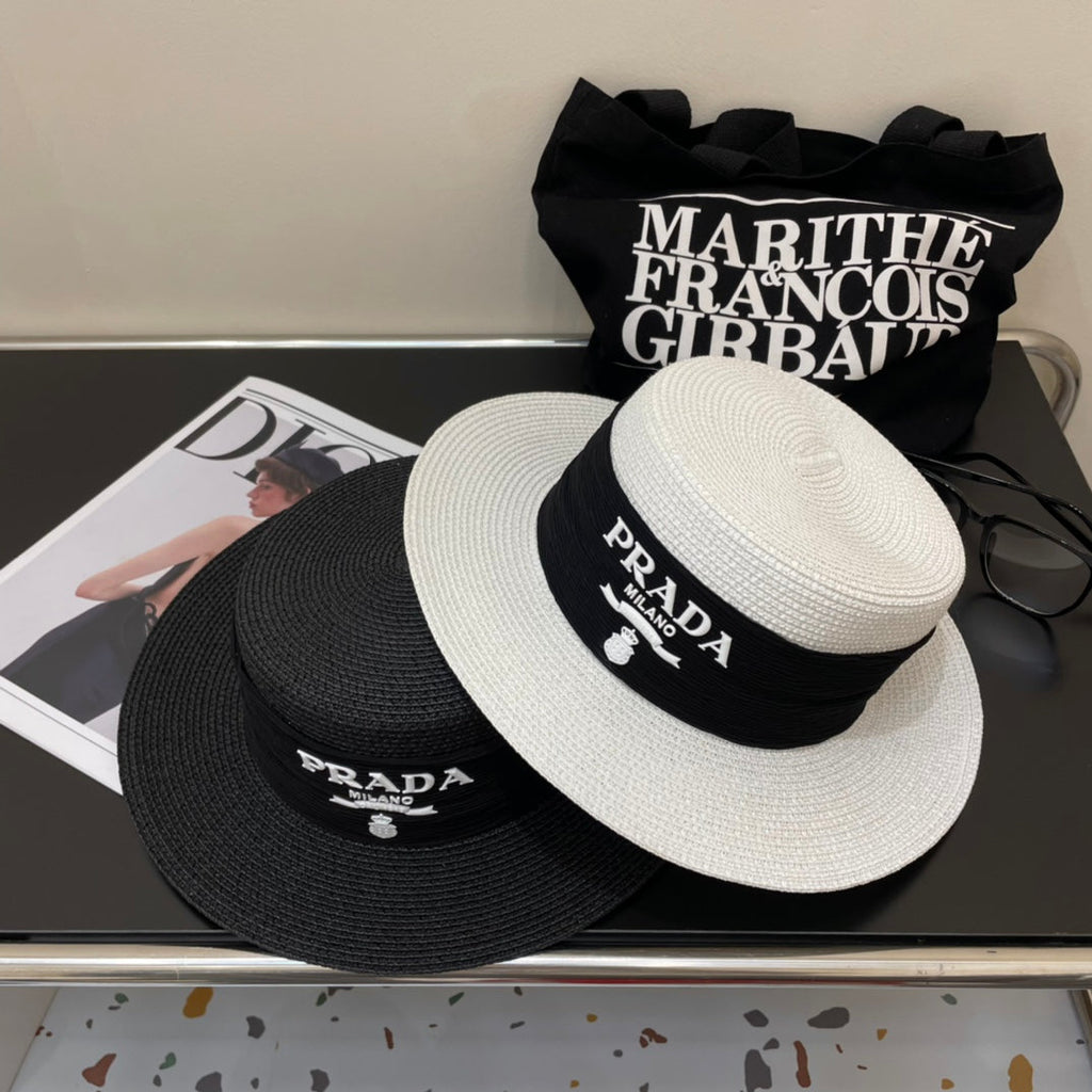 Luxury Prada Raffia Straw Sun Hat for Women