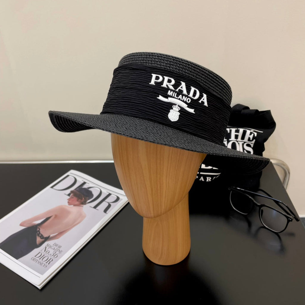 Luxury Prada Raffia Straw Sun Hat for Women