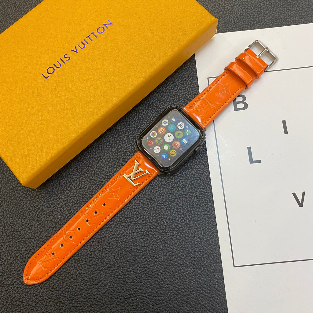 Luxury Louis Vuitton Apple Watch Band – Glossy Leather Strap for Apple Watch Ultra