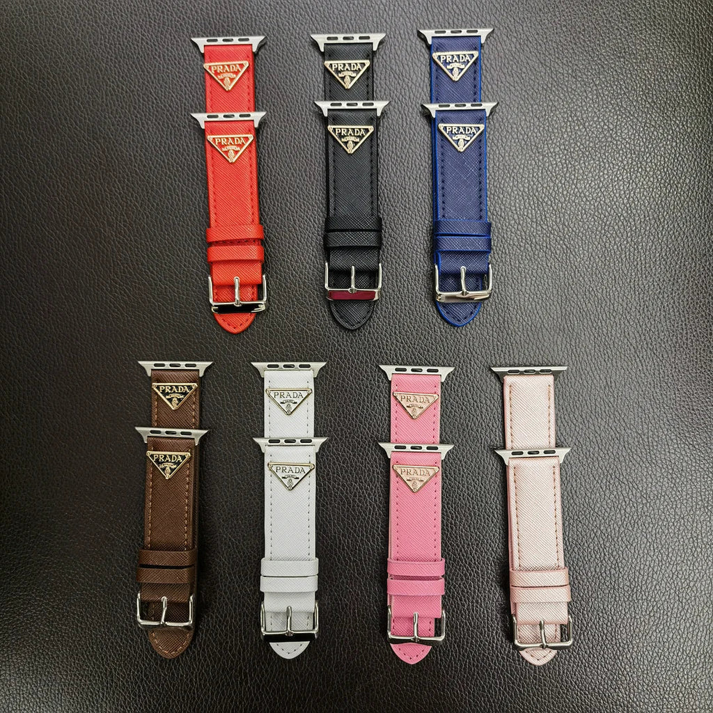 Luxury Prada Apple Watch Band – Triangle Leather Strap for Prada Apple Watch Ultra