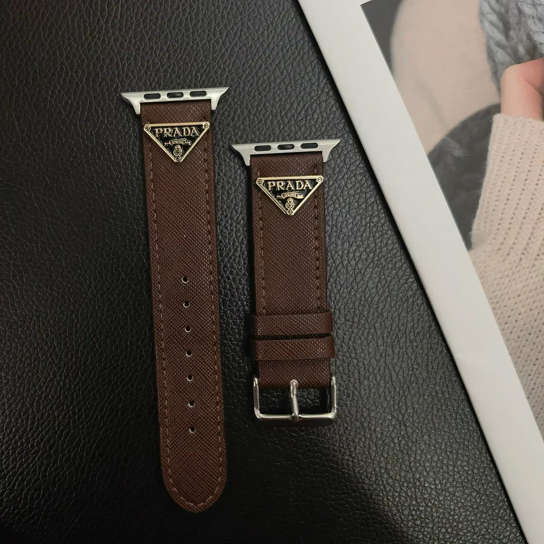 Luxury Prada Apple Watch Band – Triangle Leather Strap for Prada Apple Watch Ultra