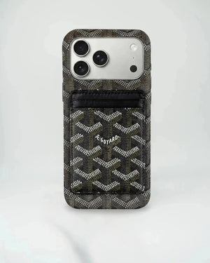 Black Goyard iPhone 17 Pro Max MagSafe Case with Cardholder, Goyard Pattern