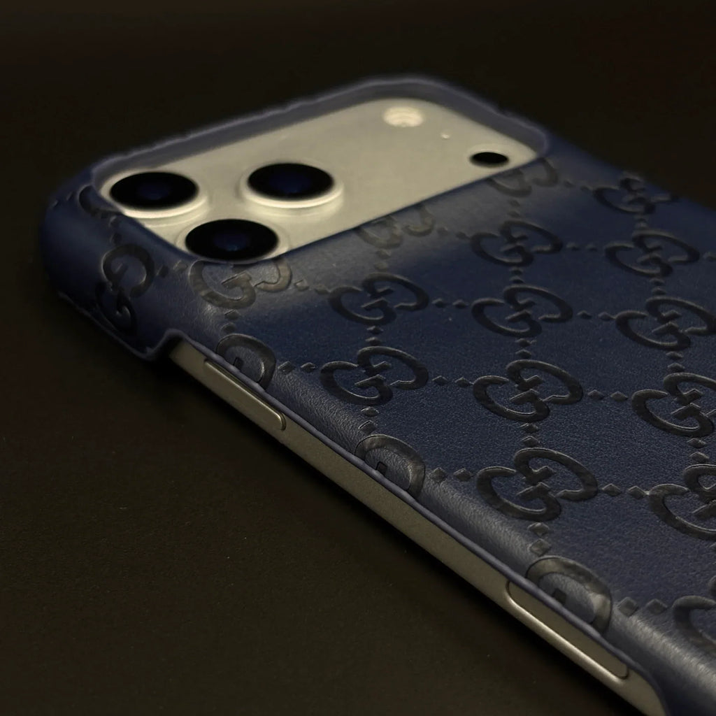 Luxury Gucci iPhone 18 Pro Case | GG Monogram Leather White Brown