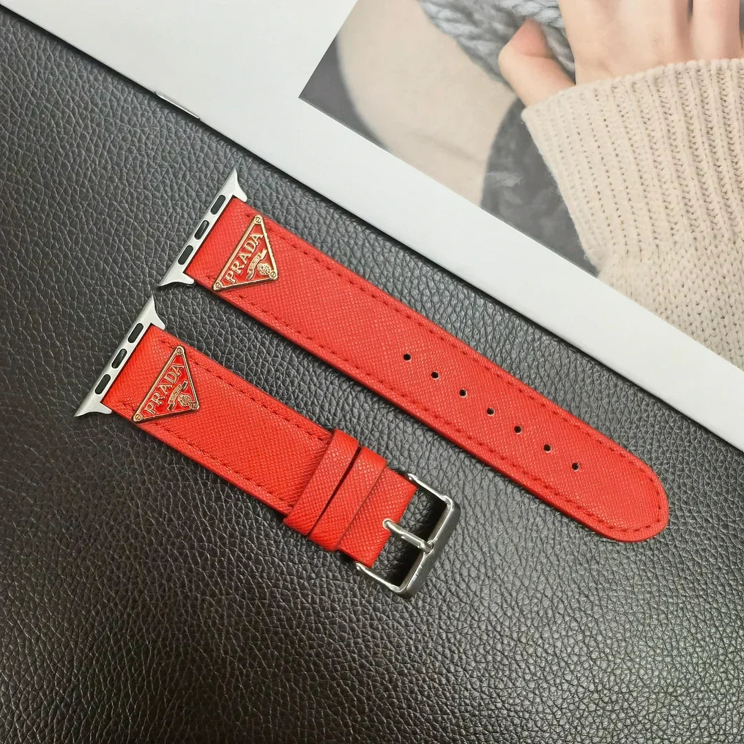 Luxury Prada Apple Watch Band – Triangle Leather Strap for Prada Apple Watch Ultra