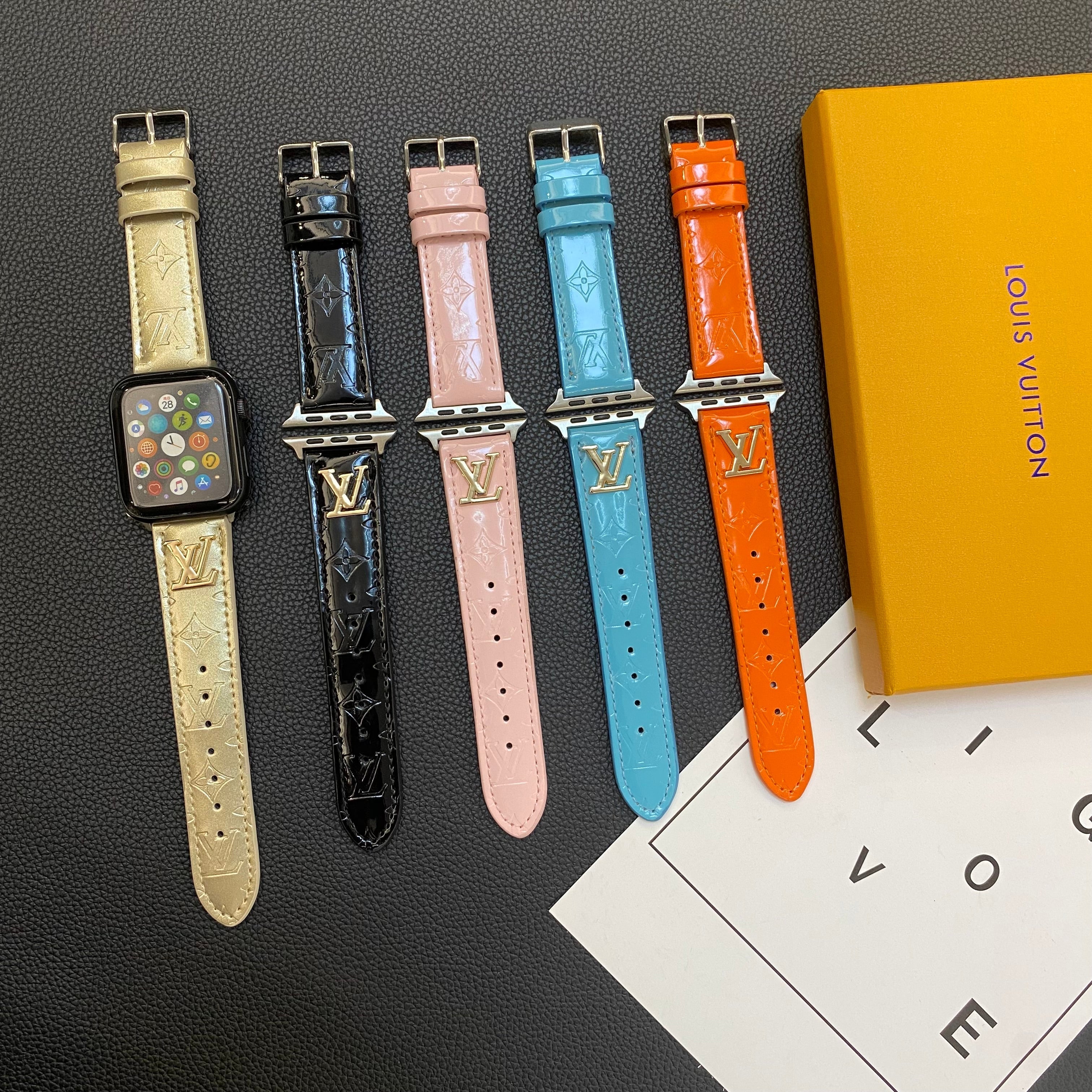 Luxury Louis Vuitton Apple Watch Band – Glossy Leather Strap for Apple Watch Ultra