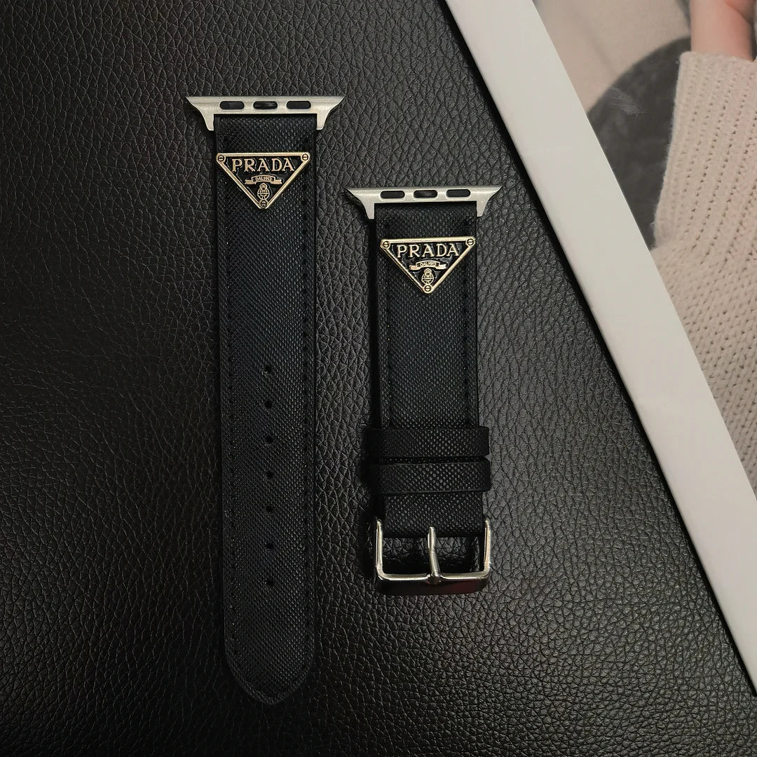 Luxury Prada Apple Watch Band – Triangle Leather Strap for Prada Apple Watch Ultra