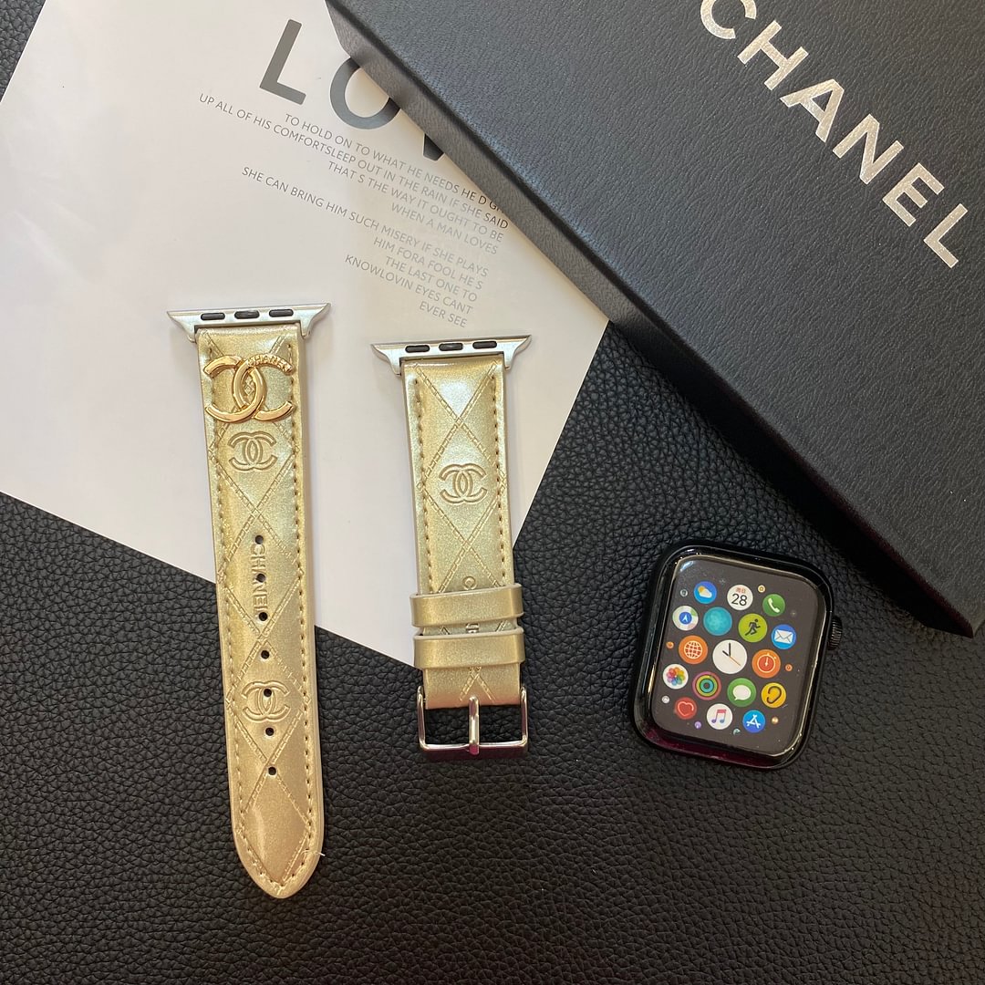 Luxury Chanel Apple Watch Band – Glossy Leather Strap for Apple Watch Ultra