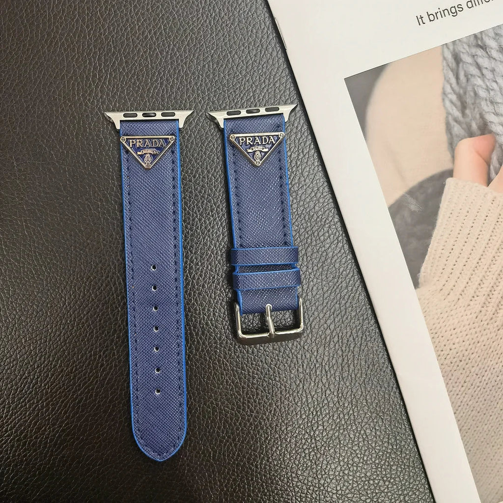 Luxury Prada Apple Watch Band – Triangle Leather Strap for Prada Apple Watch Ultra