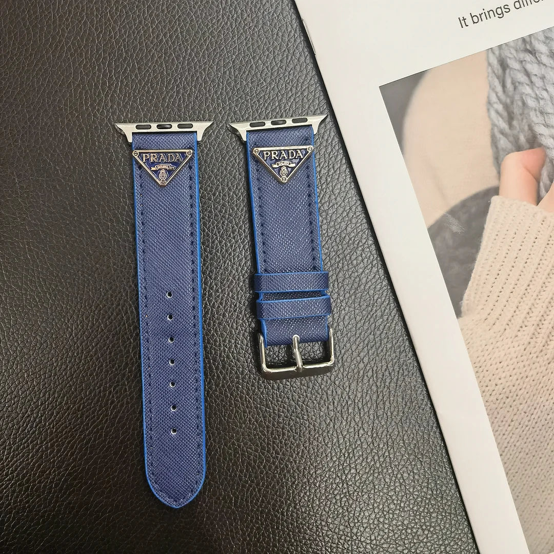 Luxury Prada Apple Watch Band – Triangle Leather Strap for Prada Apple Watch Ultra