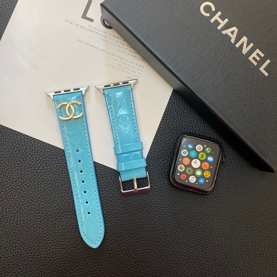 Luxury Chanel Apple Watch Band – Glossy Leather Strap for Apple Watch Ultra