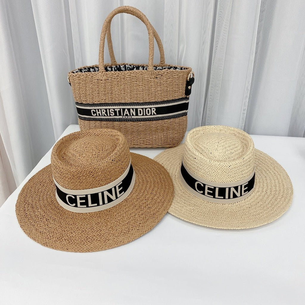 CELINE Raffia Straw Sun Hat | Luxury Designer Wide Brim Summer Hat - Serene