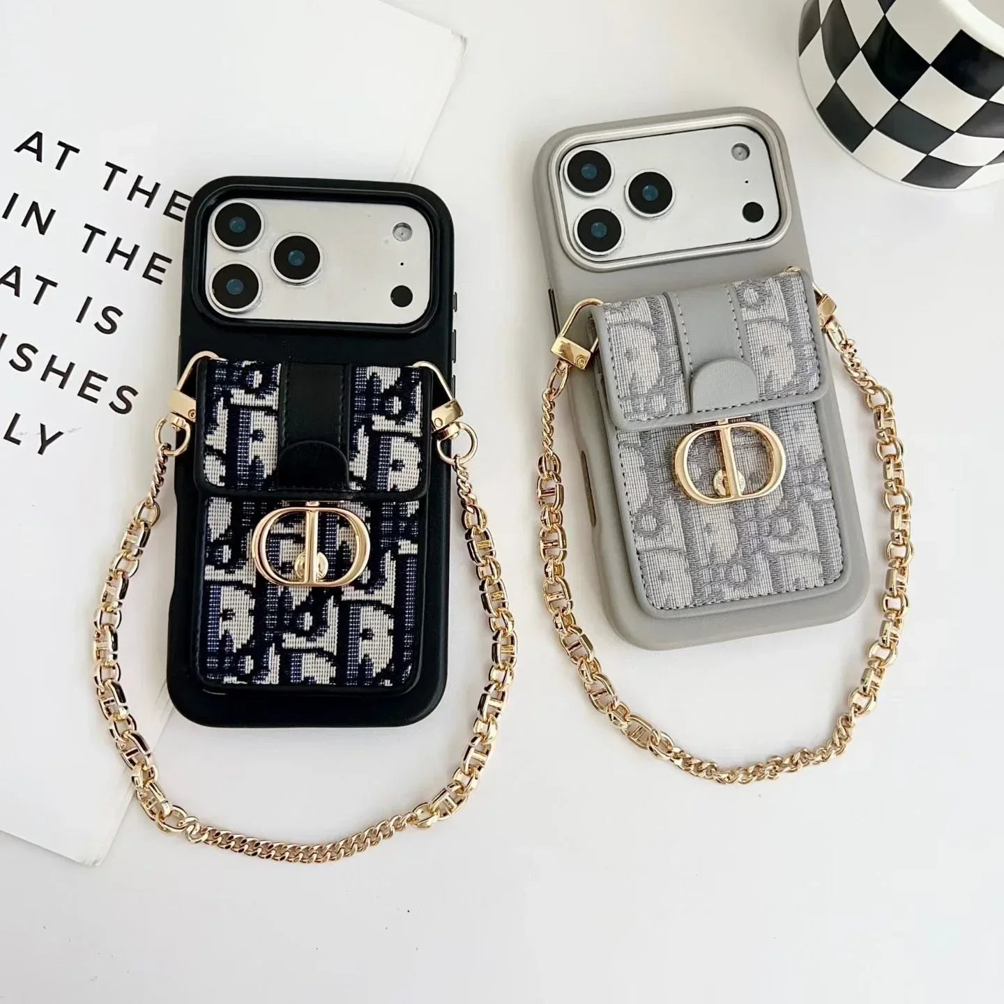 Dior iPhone 17 Pro Max Case with Wallet & 3 Straps – Luxury Crossbody Dior Phone Case