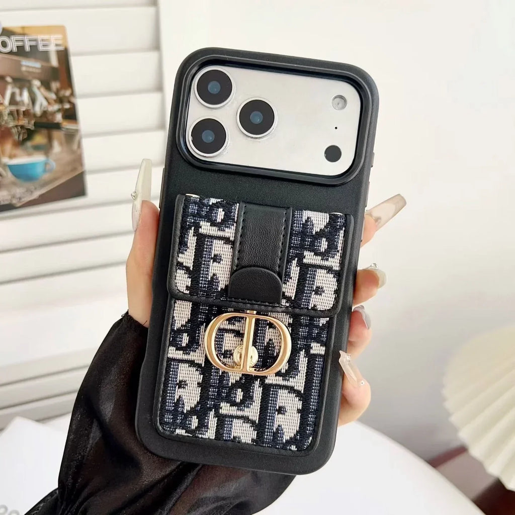 Dior iPhone 17 Pro Max Case with Wallet & 3 Straps – Luxury Crossbody Dior Phone Case