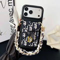 Dior iPhone 17 Pro Max Case with Wallet & 3 Straps – Black Luxury Crossbody Dior Phone Case