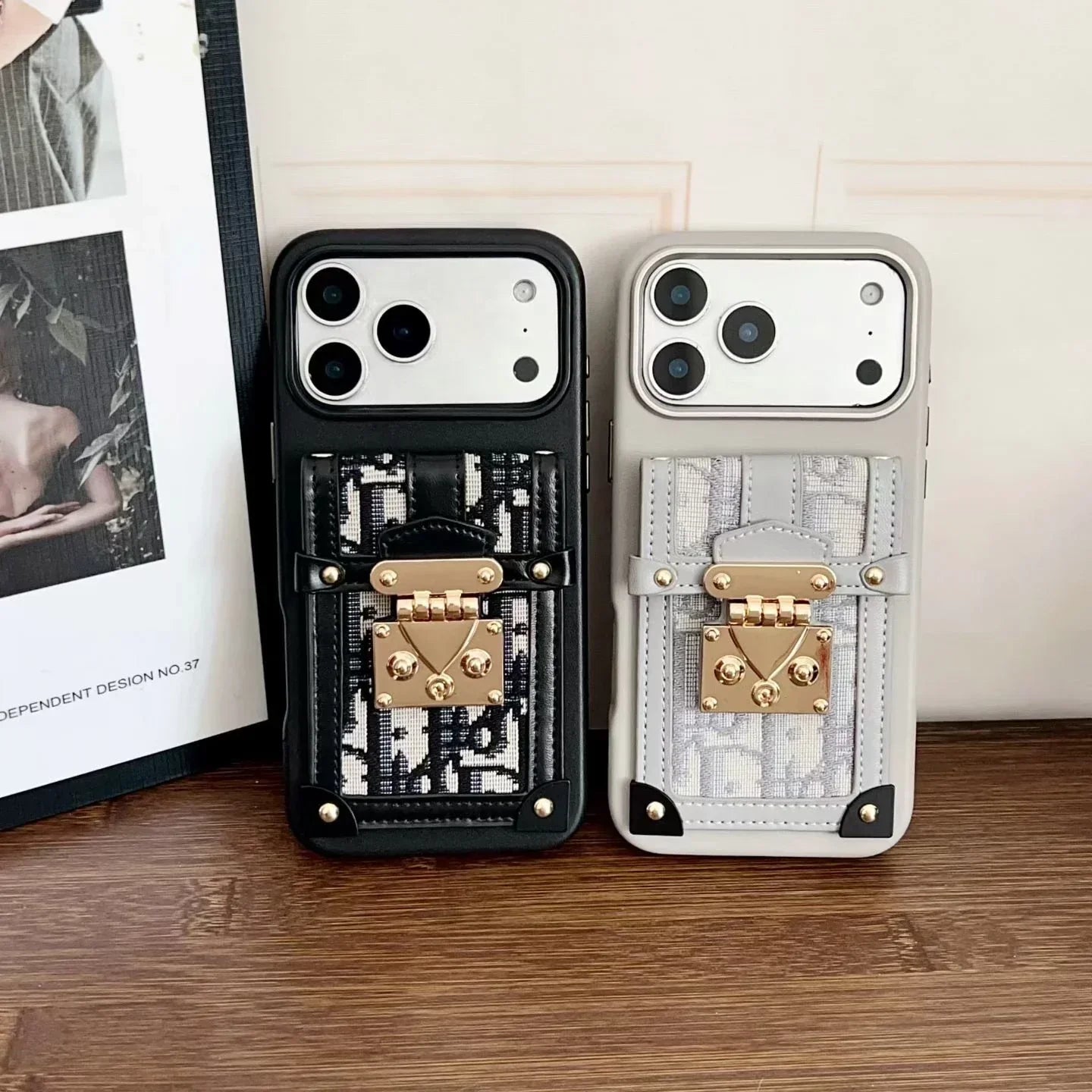 Dior iPhone 17 Pro Max Case with Wallet & 3 Straps – Gray Luxury Crossbody Dior Phone Case