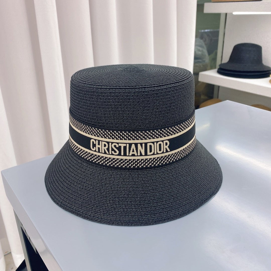 Dior Oblique Straw Bucket Hat for Women | Luxury Designer Hat - Serene