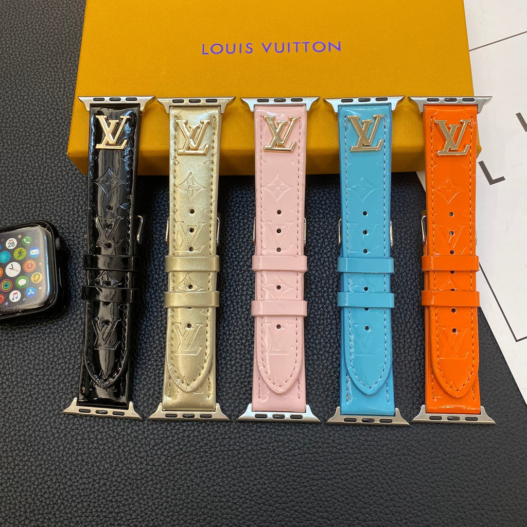Luxury Louis Vuitton Apple Watch Band – Glossy Leather Strap for Apple Watch Ultra