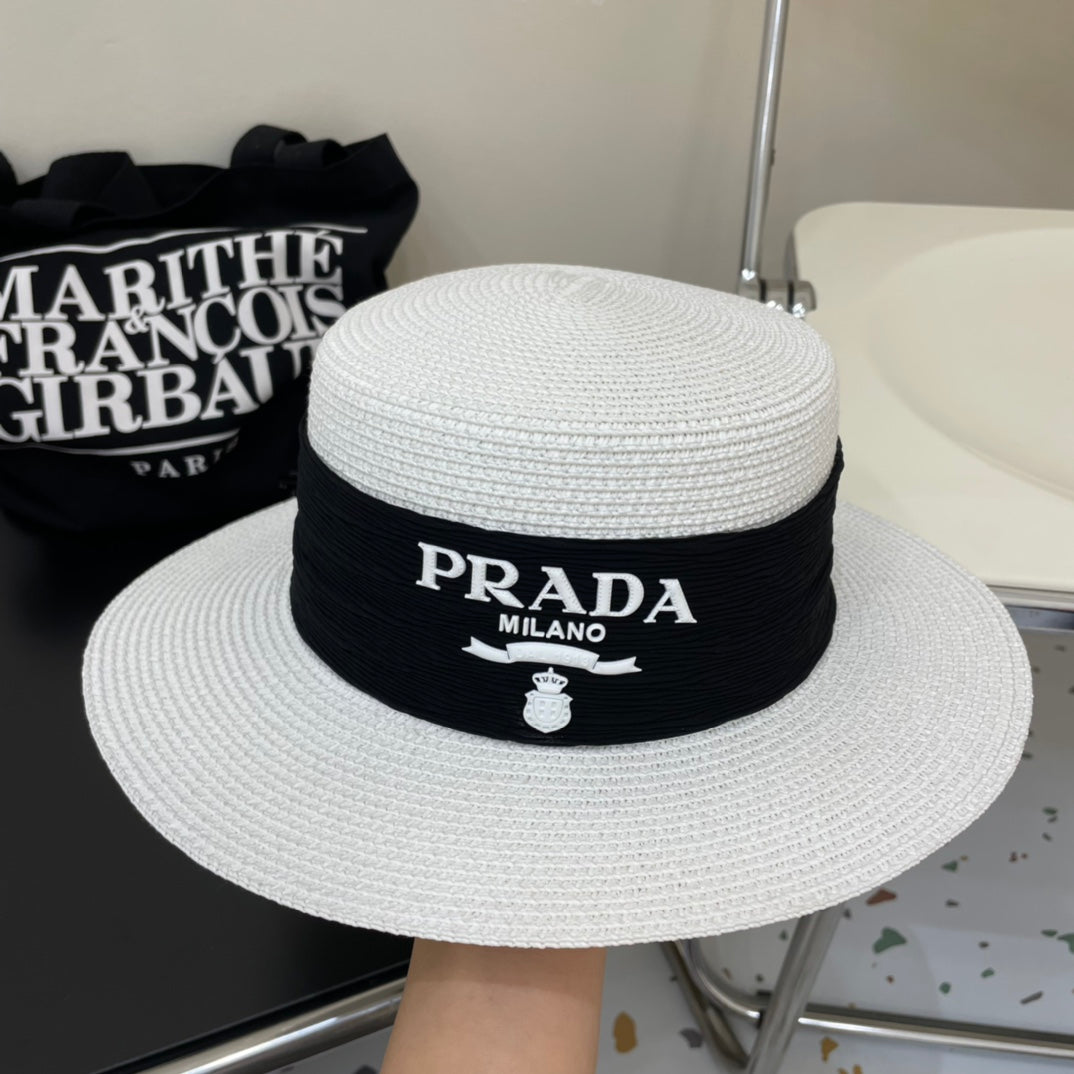 Luxury Prada Raffia Straw Sun Hat for Women