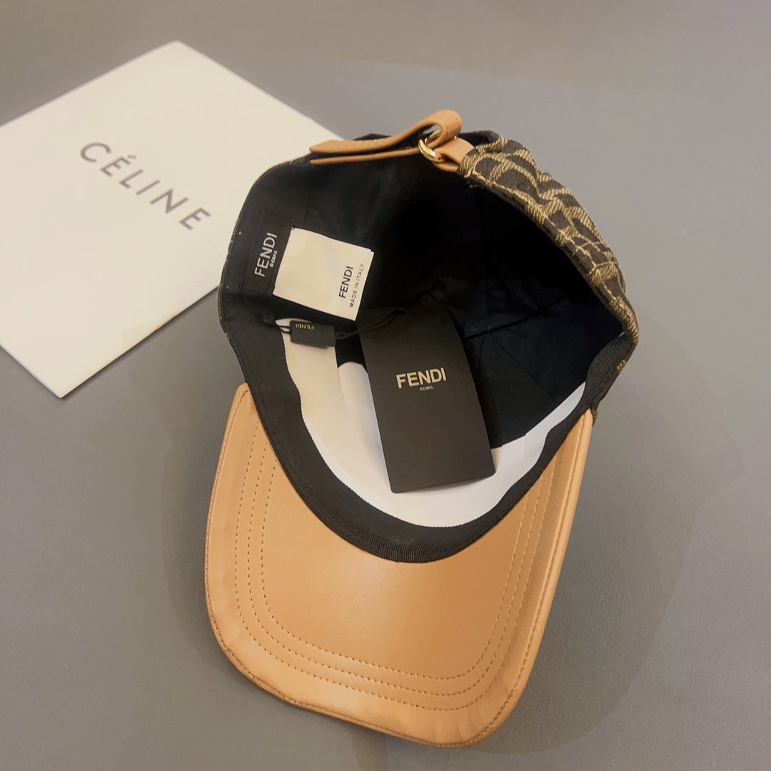 FENDI Jacquard Leather Baseball Cap | Luxury Designer Cotton Cap