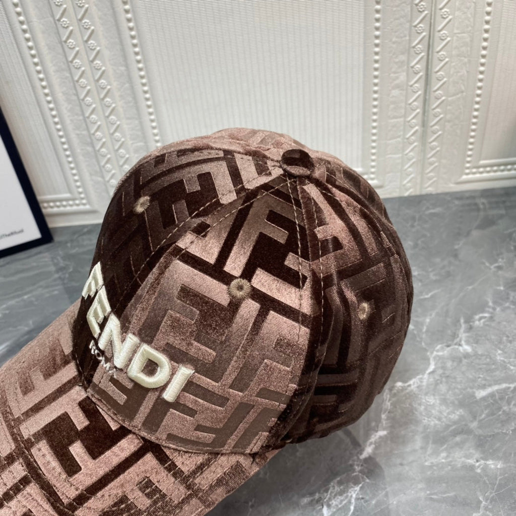 FENDI FF Gold Velvet Baseball Cap | Luxury Designer Adjustable Hat