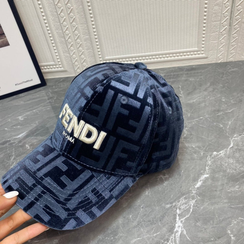 FENDI FF Gold Velvet Baseball Cap | Luxury Designer Adjustable Hat - Serene
