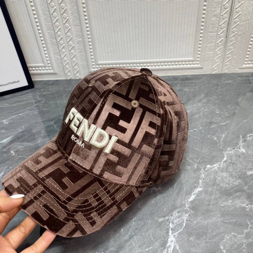 FENDI FF Gold Velvet Baseball Cap | Luxury Designer Adjustable Hat - Serene