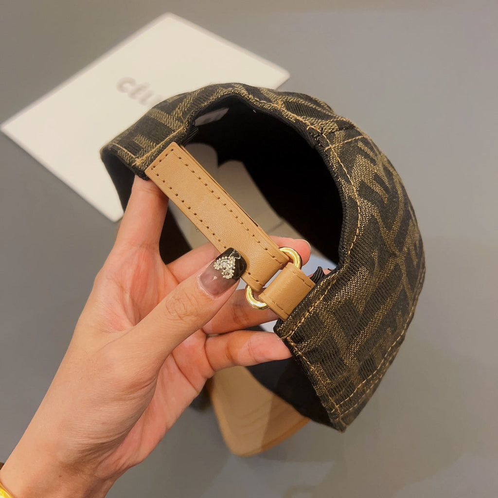 FENDI Jacquard Leather Baseball Cap | Luxury Designer Cotton Cap