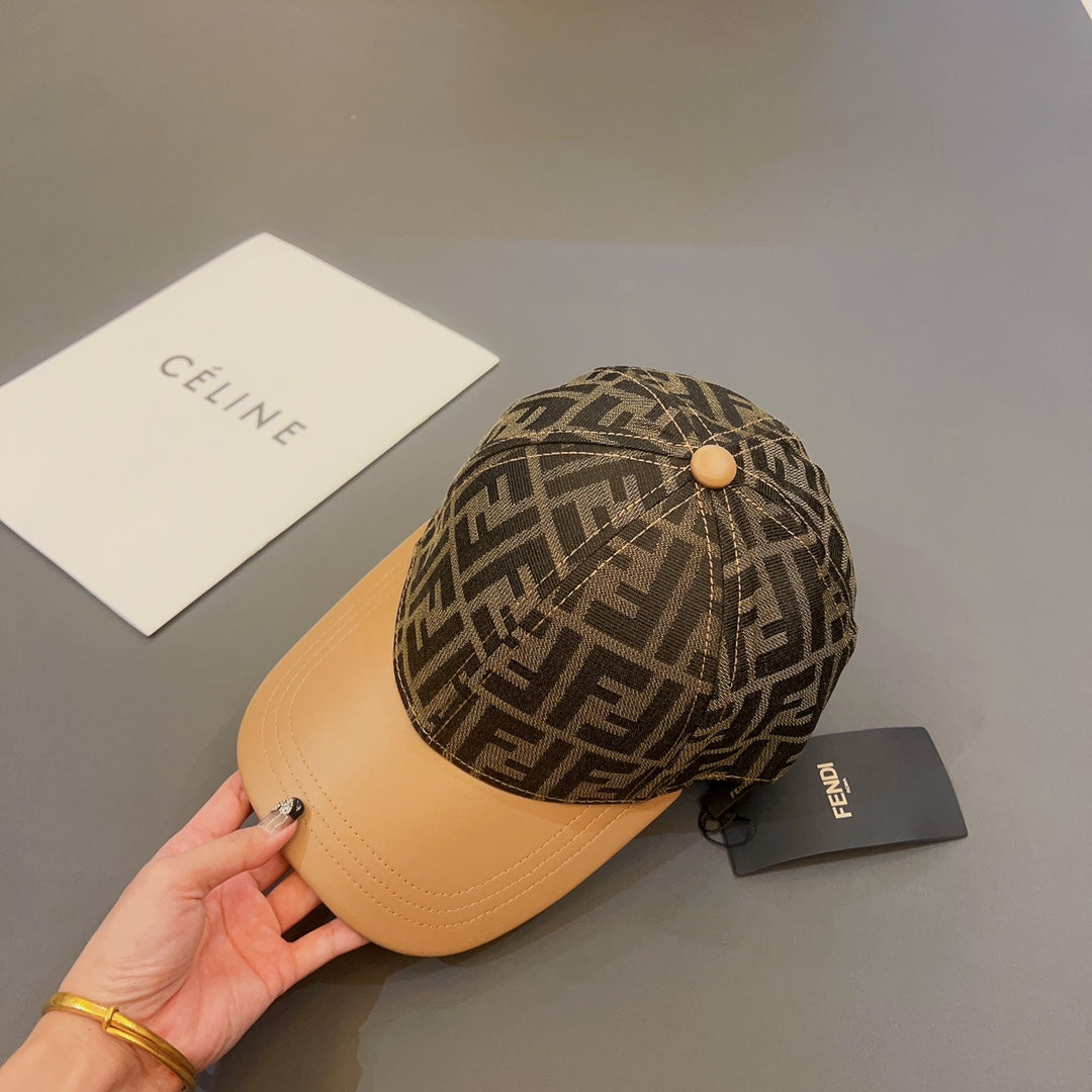 FENDI Jacquard Leather Baseball Cap | Luxury Designer Cotton Cap