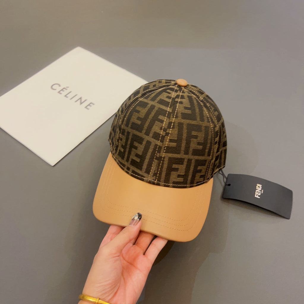 FENDI Jacquard Leather Baseball Cap | Luxury Designer Cotton Cap