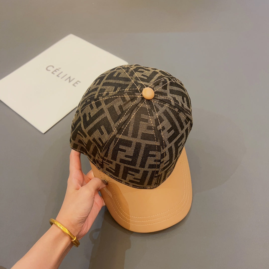 FENDI Jacquard Leather Baseball Cap | Luxury Designer Cotton Cap