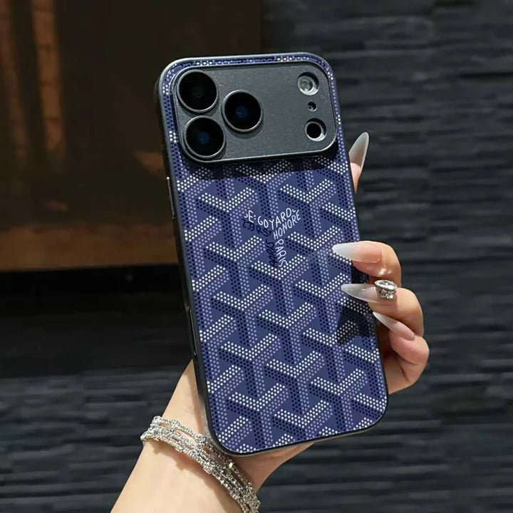 Goyard iPhone 18 Pro Case – Monogram Goyard Vintage Designer Cover Silver - Serene