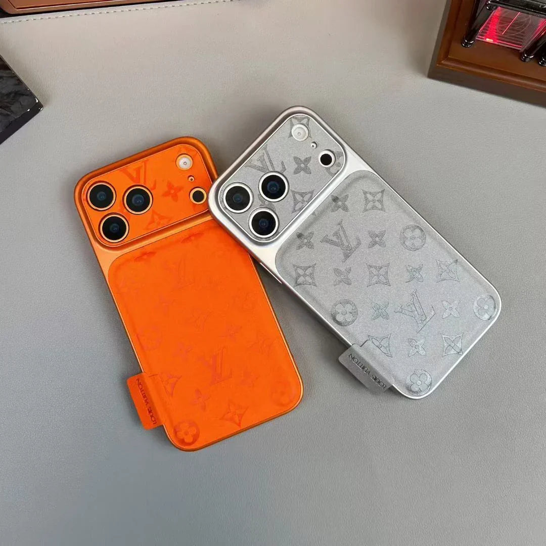 Louis Vuitton iPhone 18 Pro Leather Case – Luxury Designer Protective Cover – Gray