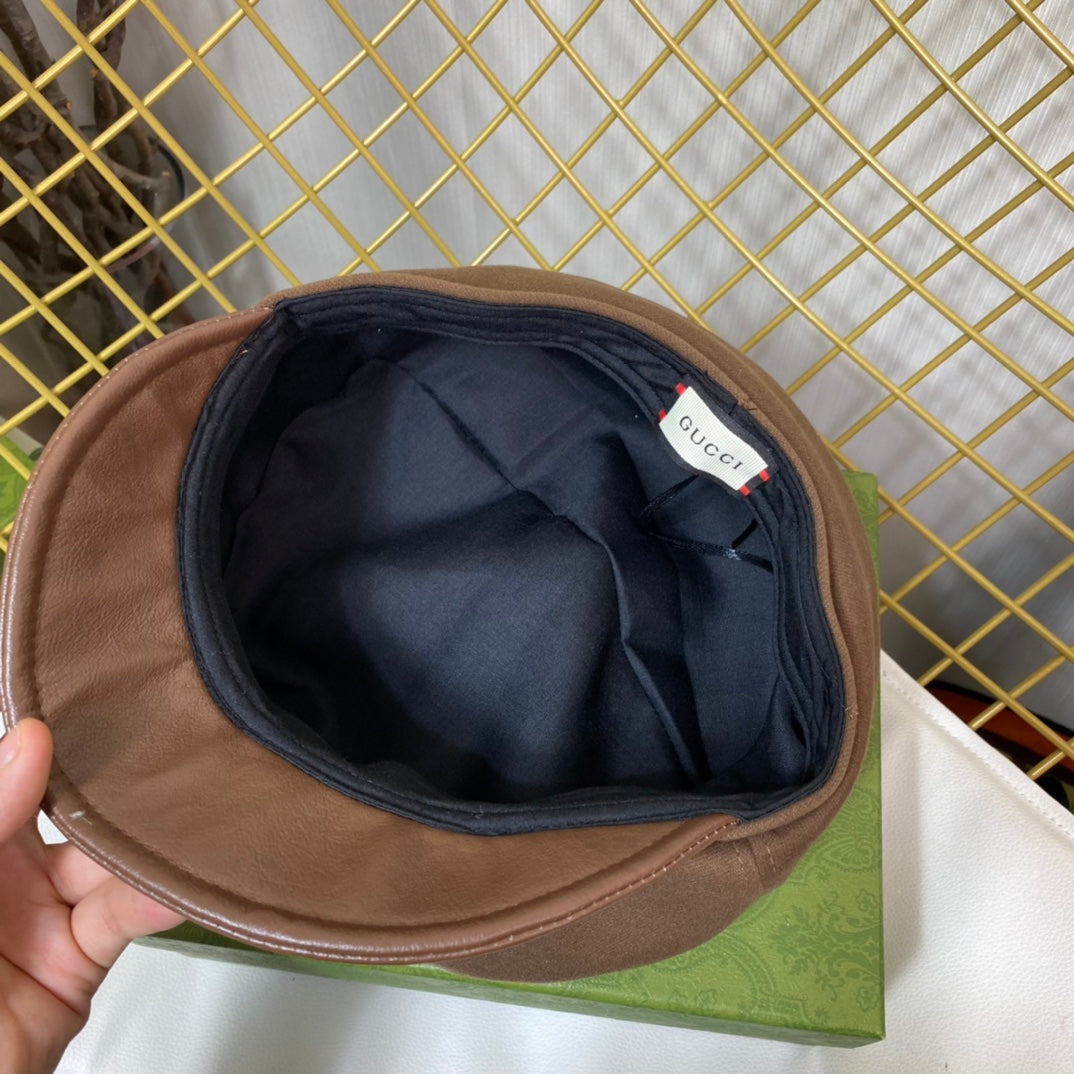 Gucci GG Metal Logo Octagonal Flat Cap | Luxury Designer Cashmere Hat