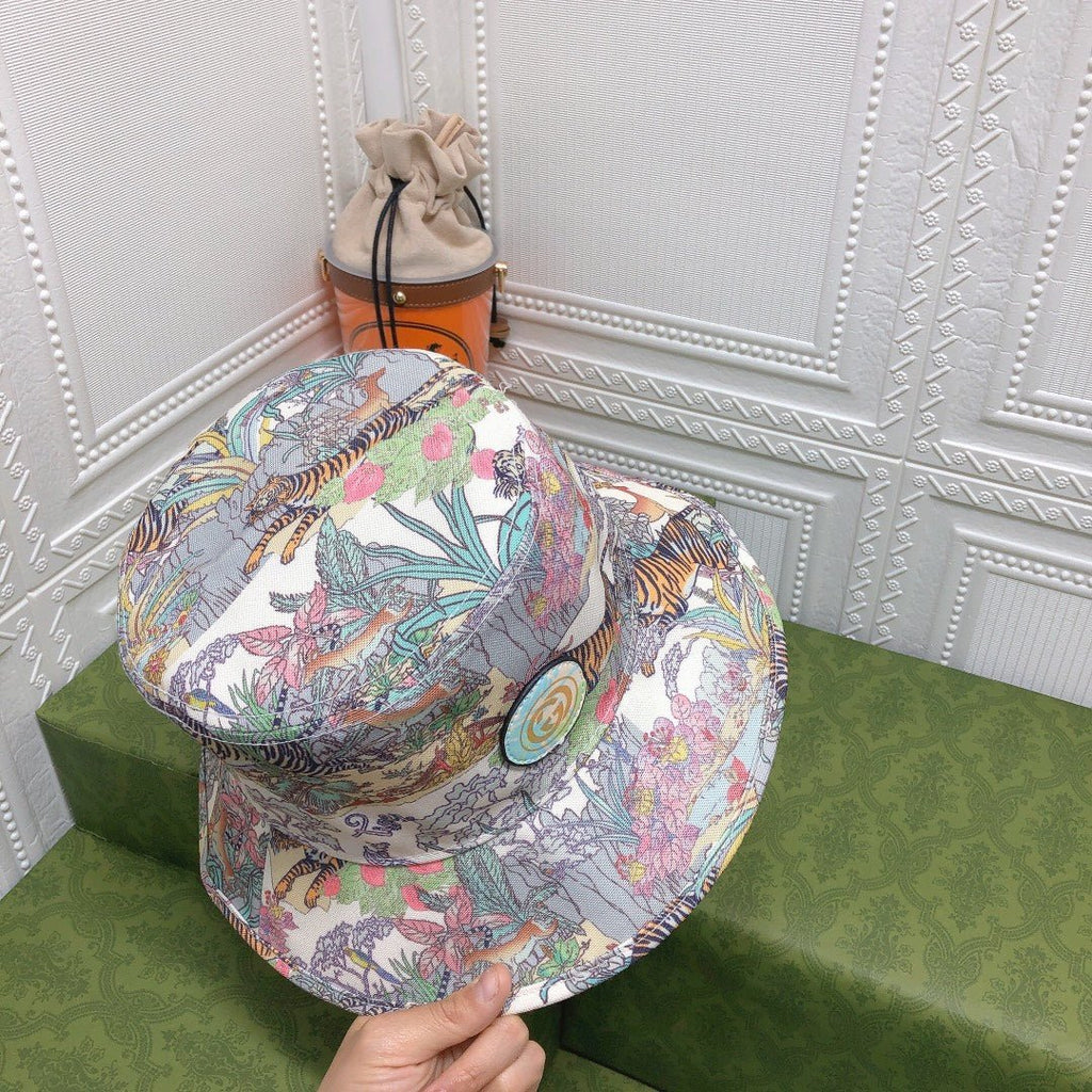 Gucci Floral Tiger Cotton Bucket Hat | Luxury Designer Botanical Bucket Hat - Serene