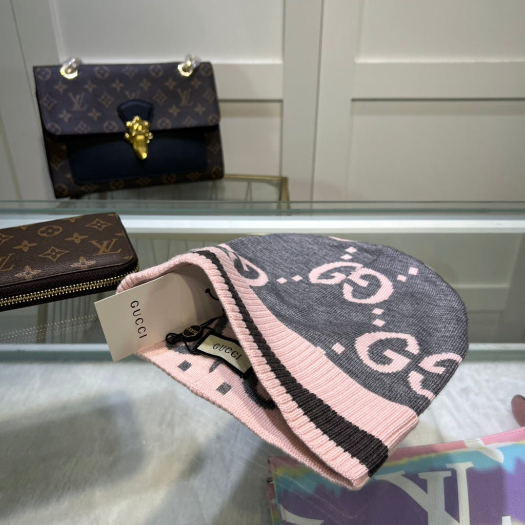 Gucci GG Jacquard Wool Knit Beanie | Luxury Designer Winter Hat - Serene