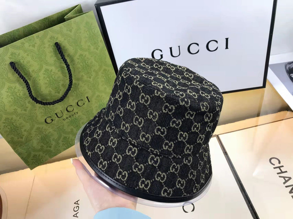 Gucci GG Monogram Premium Denim Bucket Hat for Men & Women - Serene