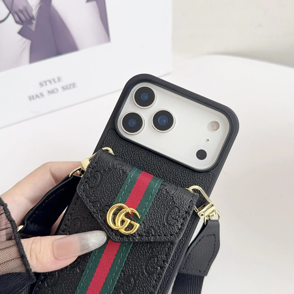 Louis Vuitton iPhone 18 Pro Max Case with Card Holder & Strap – Monogram Leather Wallet