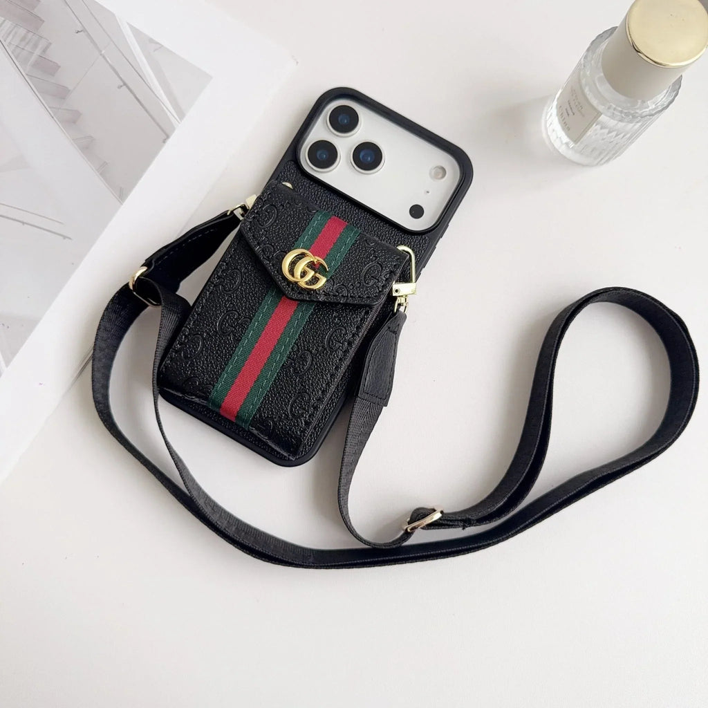 Louis Vuitton iPhone 18 Pro Max Case with Card Holder & Strap – Monogram Leather Wallet