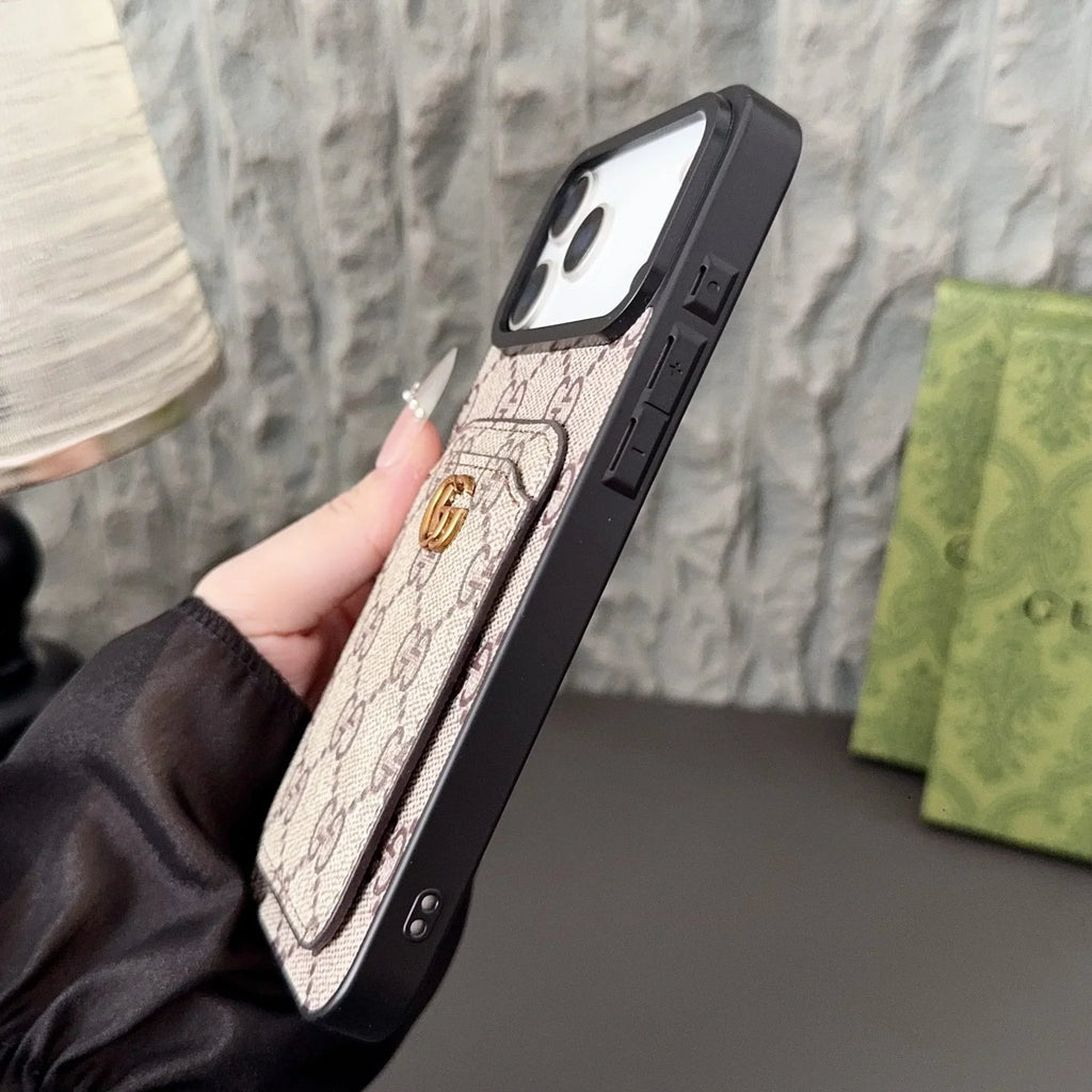 Gucci iPhone 18 Pro Case with Cardholder – GG Canvas Luxury Wallet Case