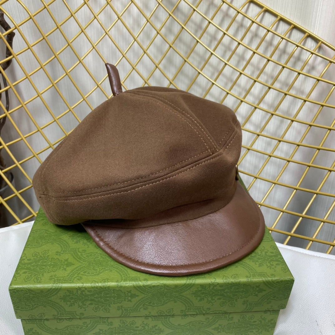 Gucci GG Metal Logo Octagonal Flat Cap | Luxury Designer Cashmere Hat