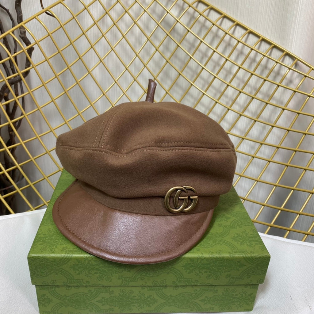 Gucci GG Metal Logo Octagonal Flat Cap | Luxury Designer Cashmere Hat