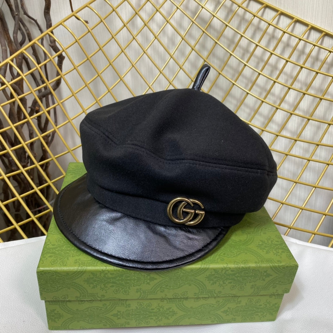 Gucci GG Metal Logo Octagonal Flat Cap | Luxury Designer Cashmere Hat
