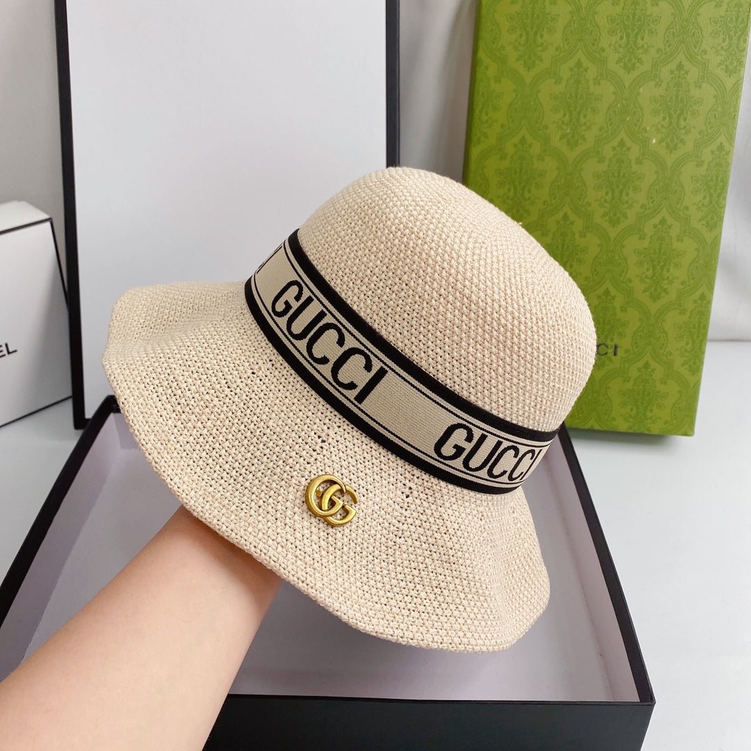 Gucci Wave Woven Ice Silk Hemp Bucket Hat for Men & Women | Luxury Designer Hat - Serene