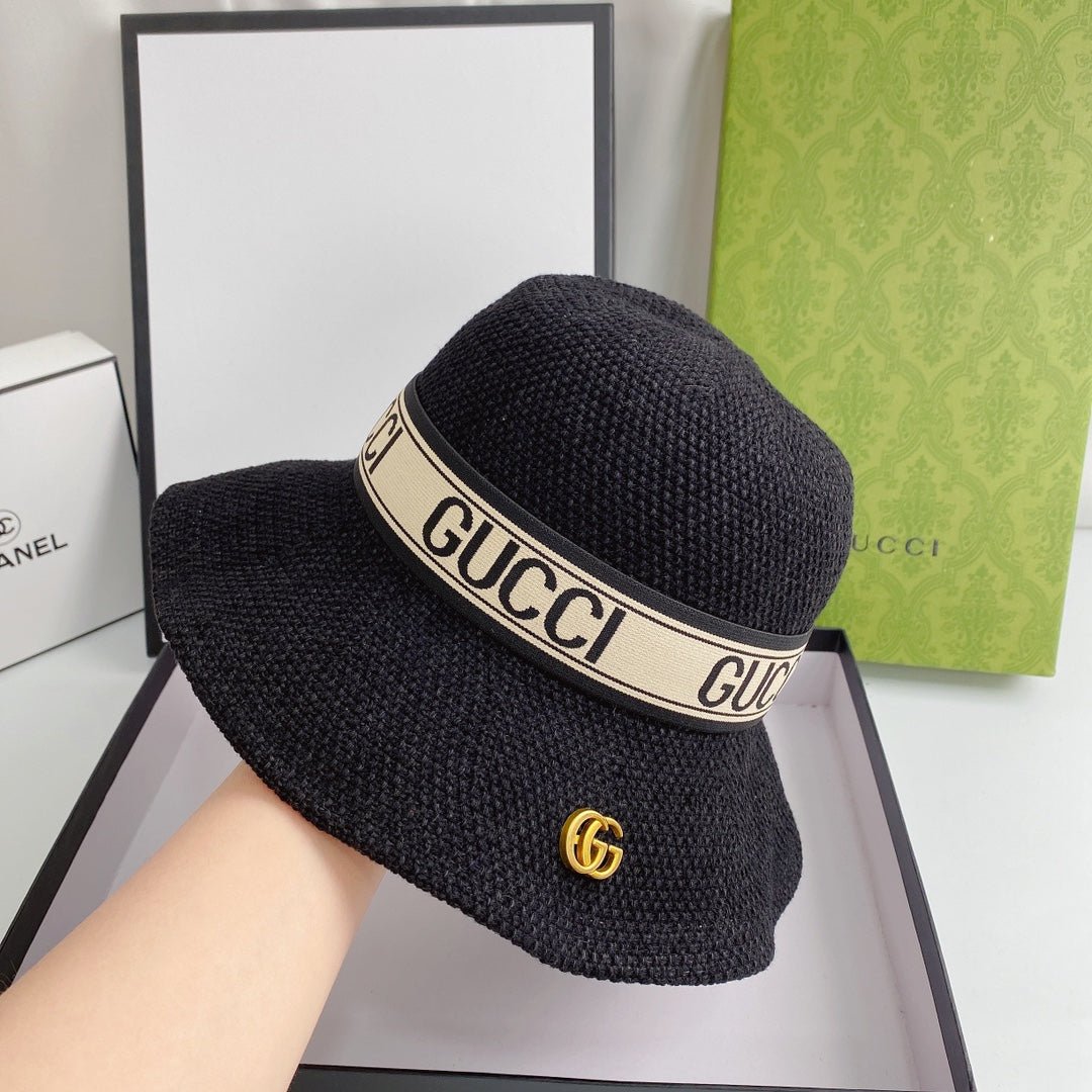 Gucci Wave Woven Ice Silk Hemp Bucket Hat for Men & Women | Luxury Designer Hat - Serene
