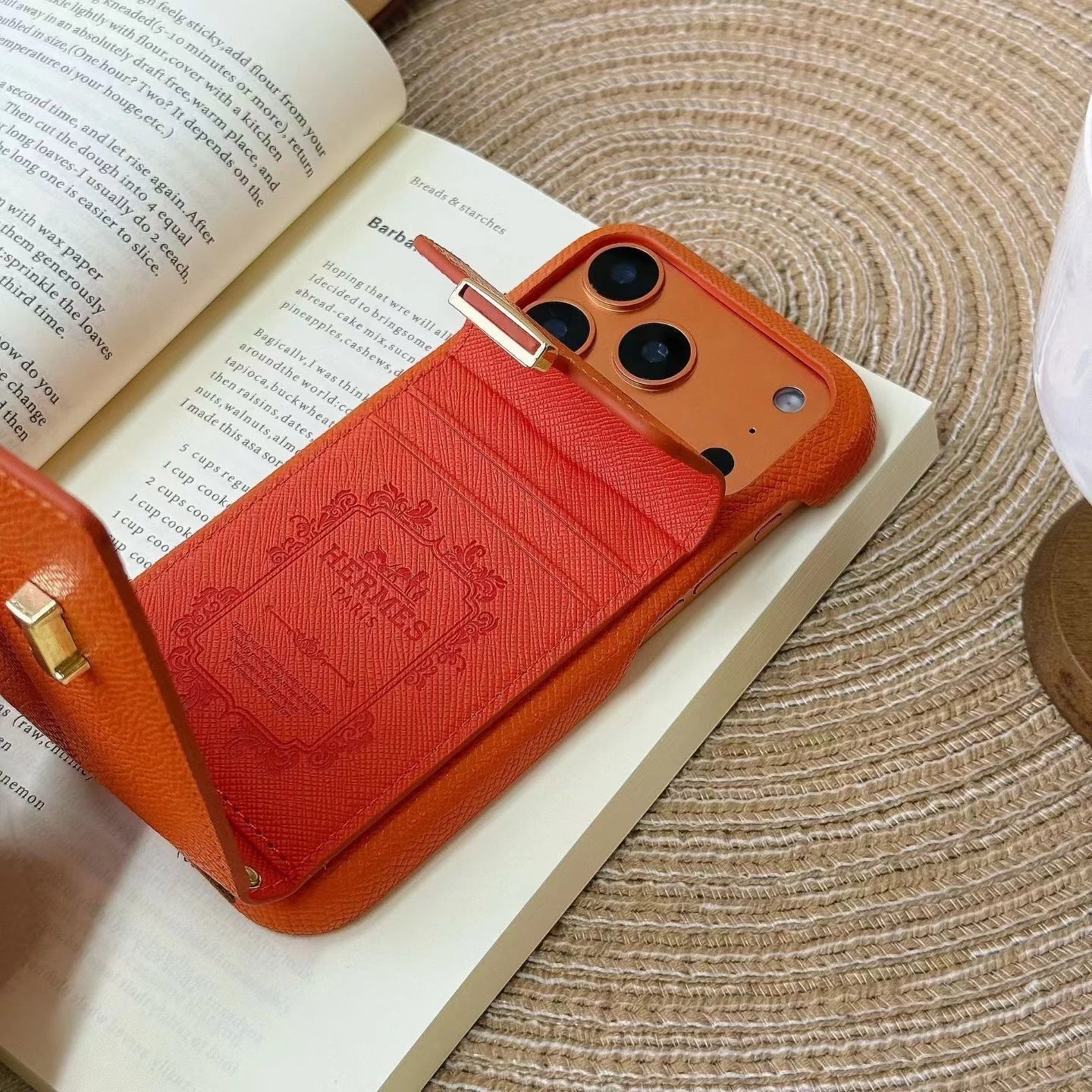 Hermès iPhone 17 Pro Max Case – Leather Hermes Phone Case With Card Holder