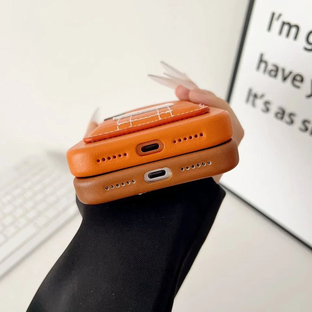 Gray Hermès iPhone 17 Pro Max Case with Card Slot – Luxury Leather Hermes Phone Case