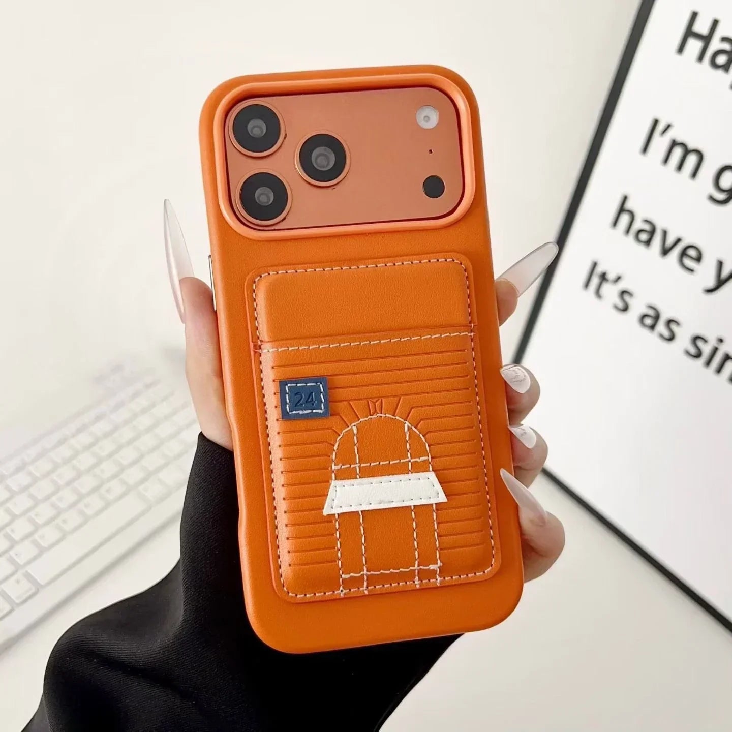 Gray Hermès iPhone 17 Pro Max Case with Card Slot – Luxury Leather Hermes Phone Case