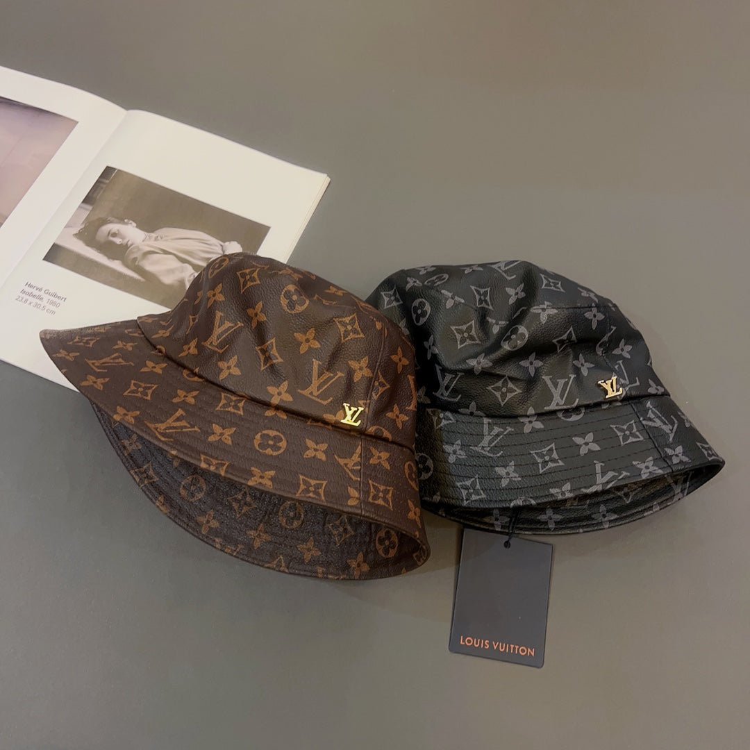 Louis Vuitton Monogram Leather Bucket Hat | Luxury Designer LV Hat - Serene